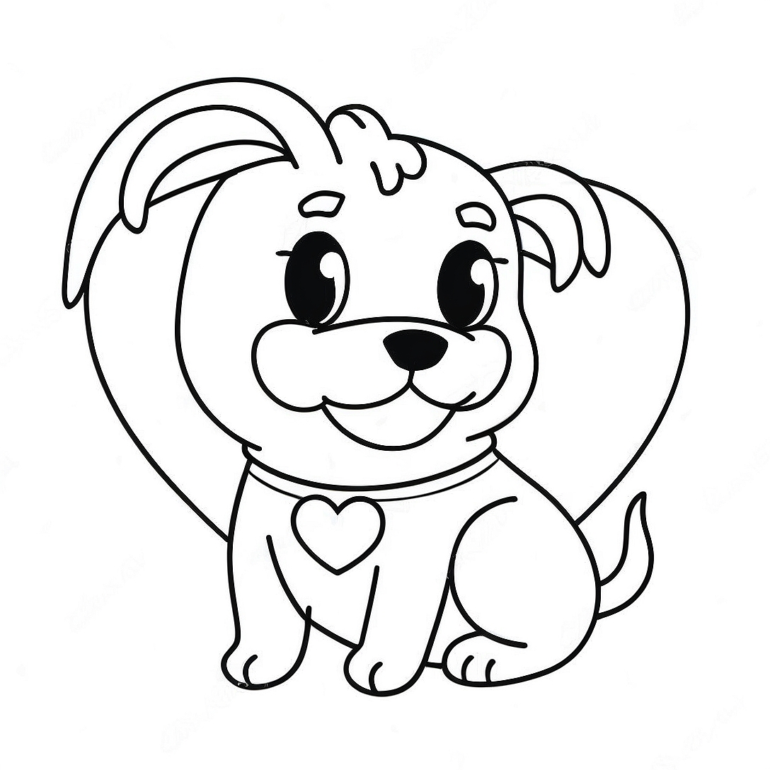 Dog Valentine Coloring Page | Dog Valentine coloring page