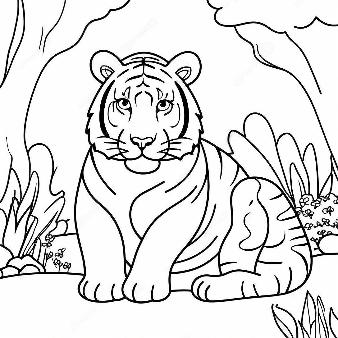 Majestic Endangered Tigers Coloring Page | Endangered Animals coloring page