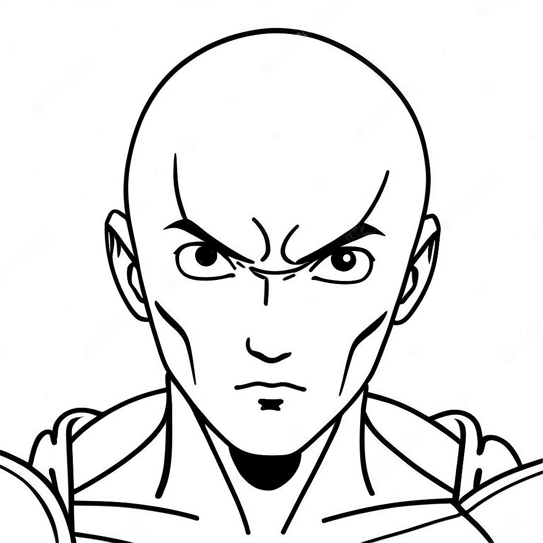 Saitama's Serious Face Coloring Page | Saitama vs Garou Manga Panels coloring page