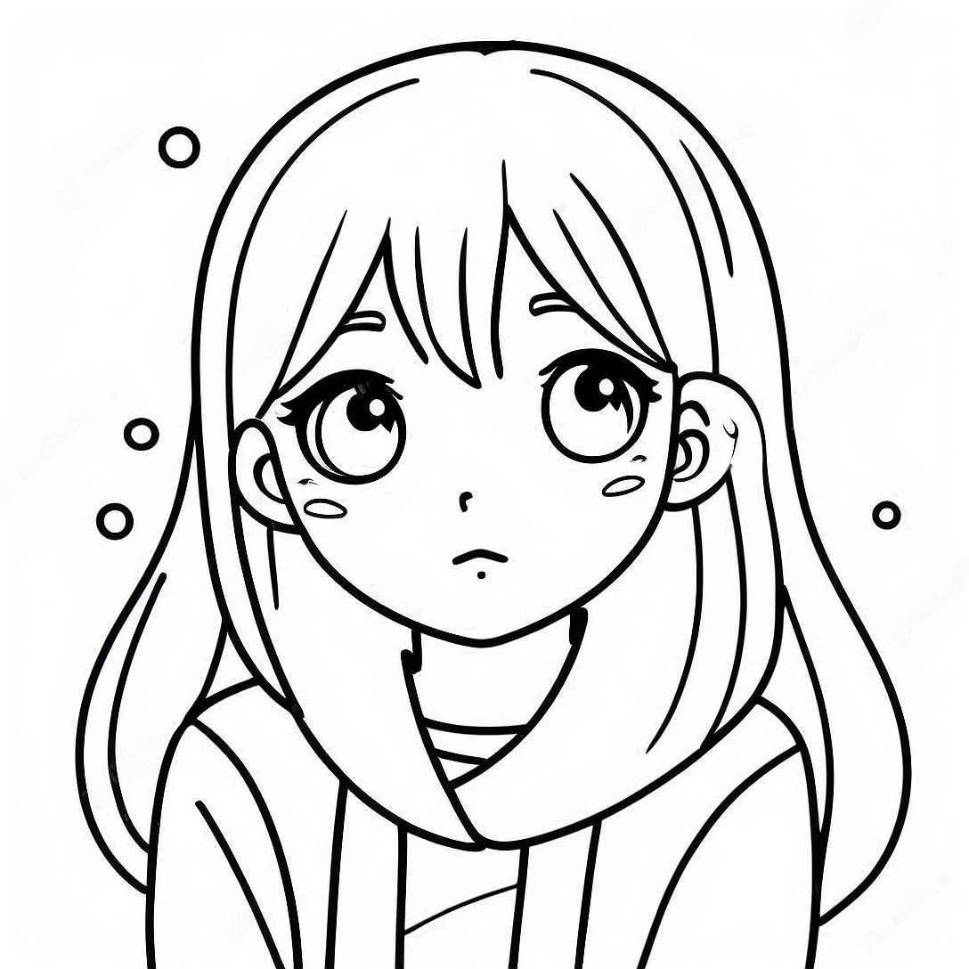 Sad Anime Girl with Tears Coloring Page | Sad Anime Girl coloring page