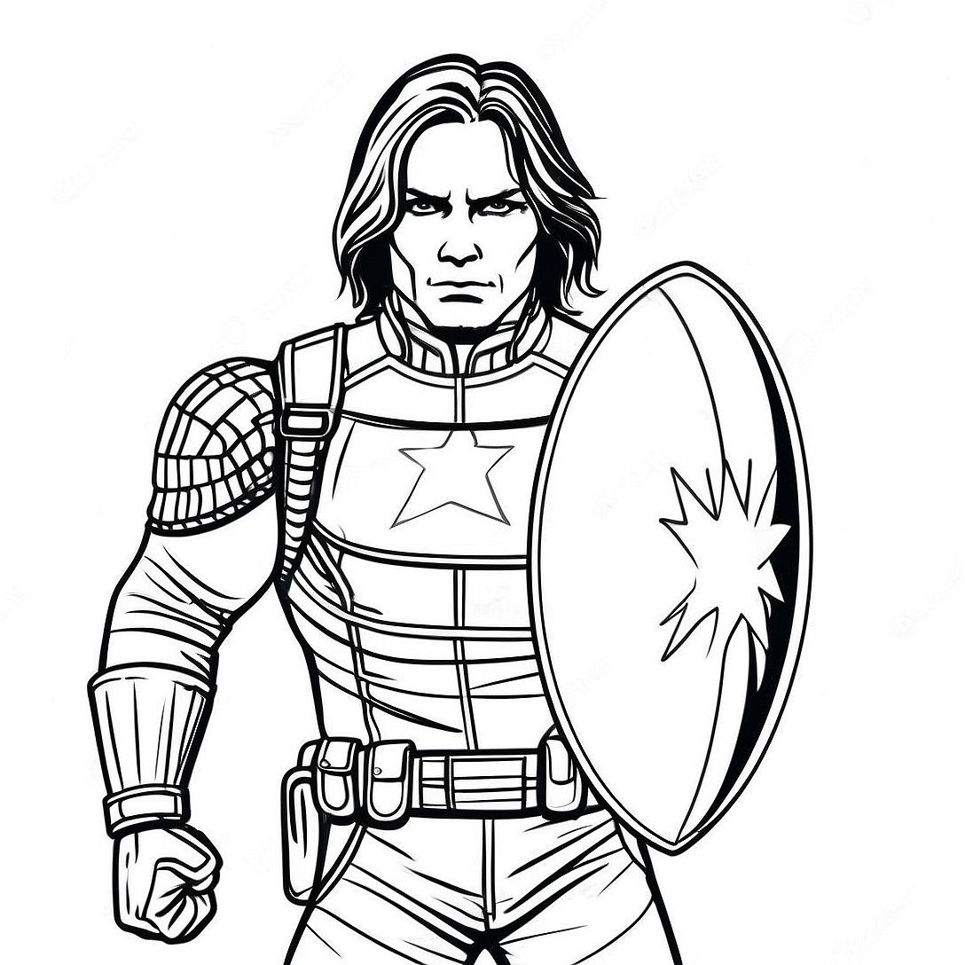 Winter Soldier with Shield Coloring Page | Winter Soldier coloring page