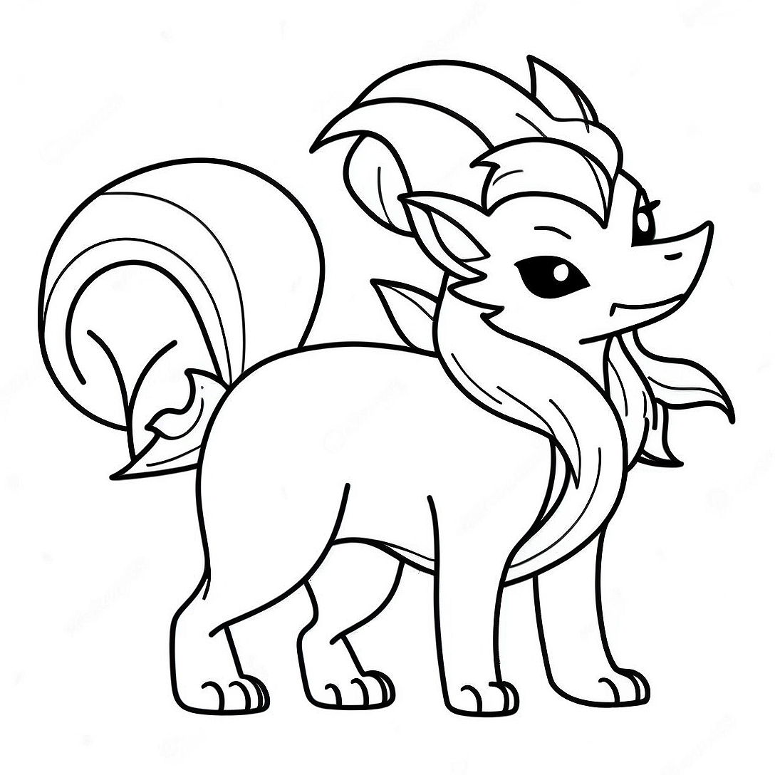 Ninetales with Fiery Tail Coloring Page | Ninetales coloring page