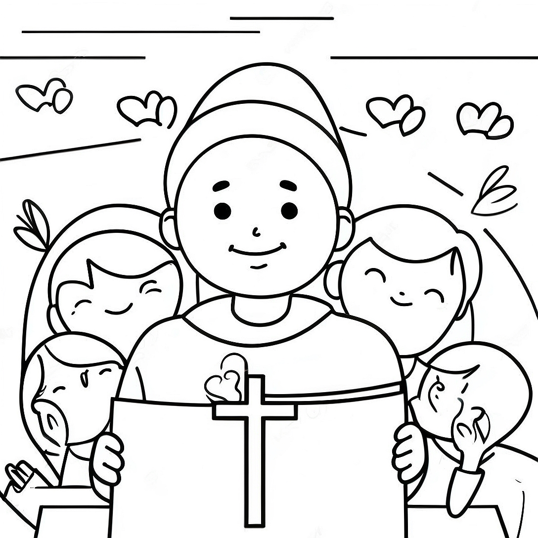 Joyful Catholic Students Coloring Page | Catholic Schools Week coloring page