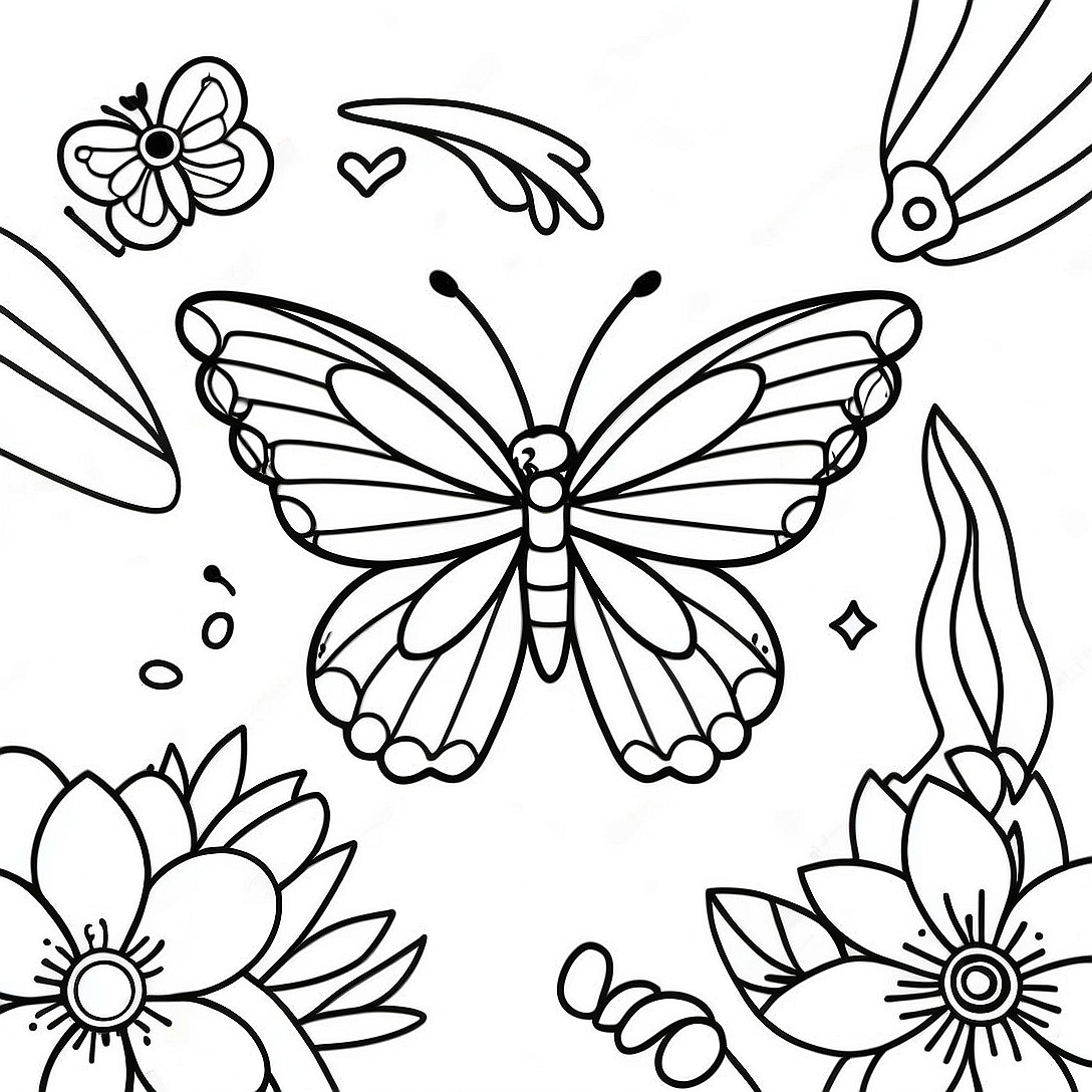 Butterfly Rainbow Coloring Page | Butterfly Rainbow coloring page