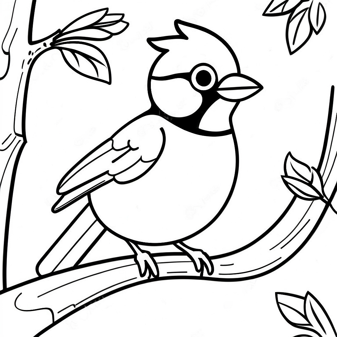 Colorful Blue Jay in a Tree Coloring Page | Blue Jay coloring page