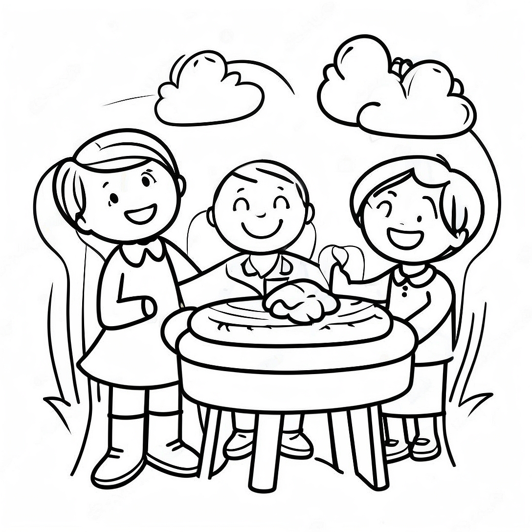 Joyful Children Giving Thanks Coloring Page | Give Thanks to the Lord coloring page
