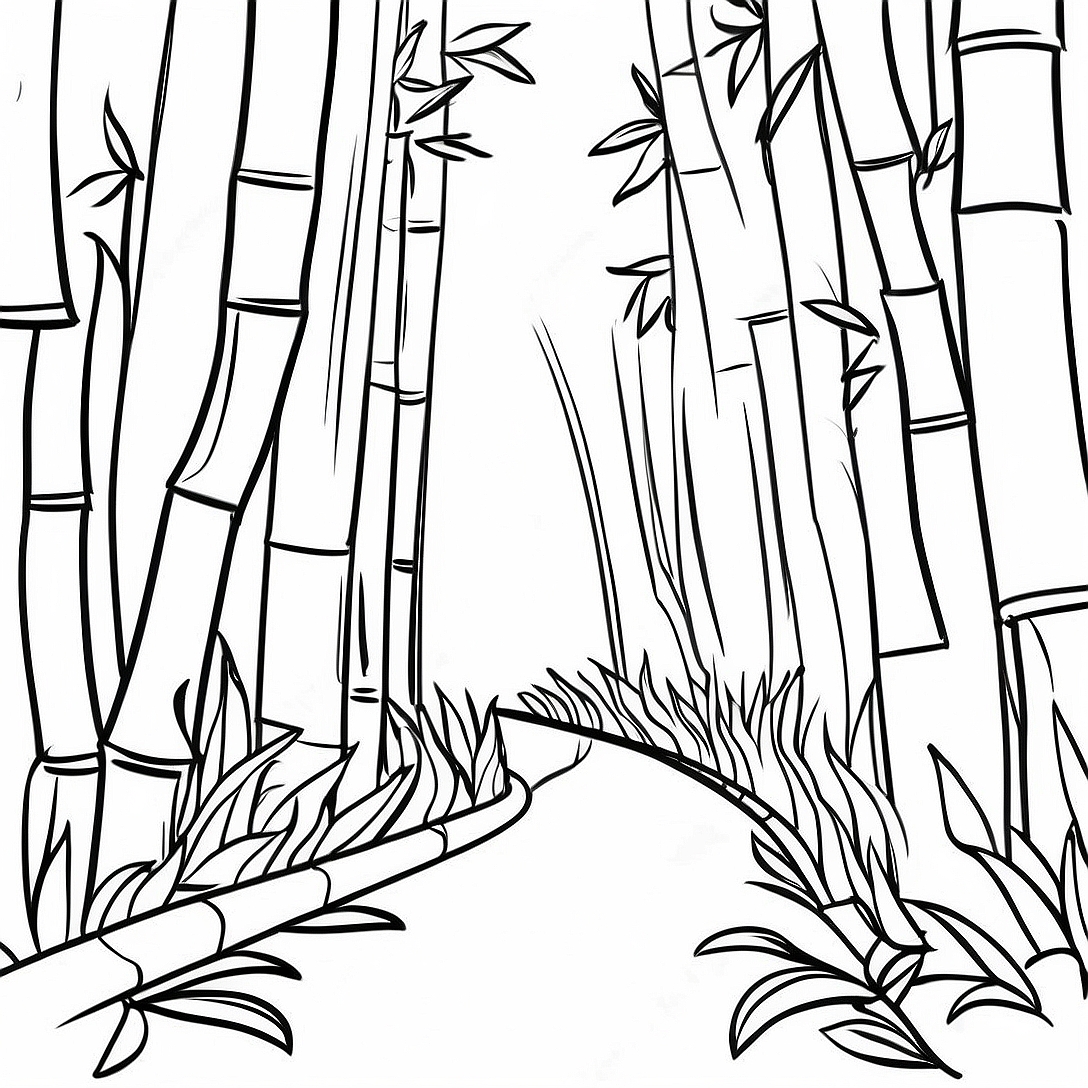 Bamboo Forest Coloring Page | Bamboo coloring page