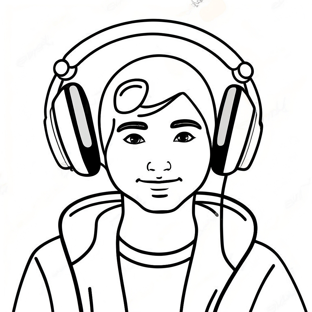 Cool DJ with Headphones Coloring Page | DJ coloring page