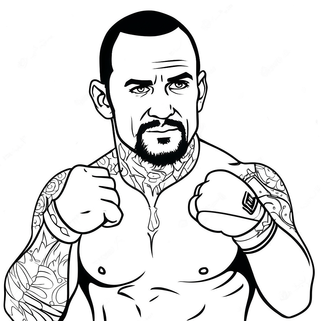 CM Punk in Action Coloring Page | CM Punk coloring page