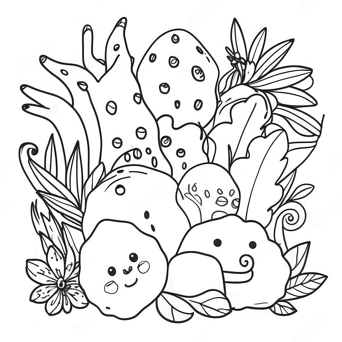 Colorful Living Things in Nature Coloring Page | Living and Non-Living Things coloring page