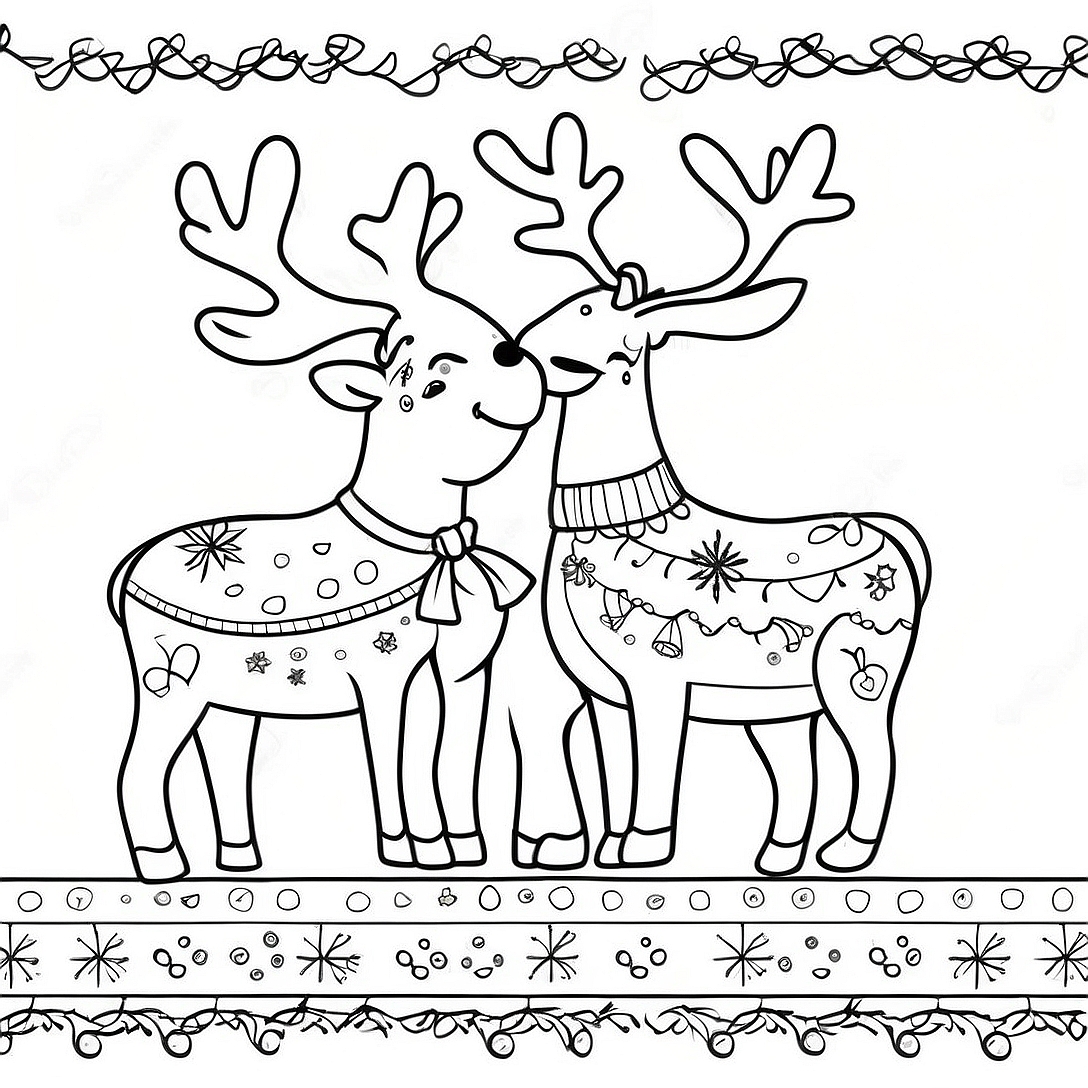Ugly Christmas Sweater with Reindeer Coloring Page | Ugly Christmas Sweater coloring page