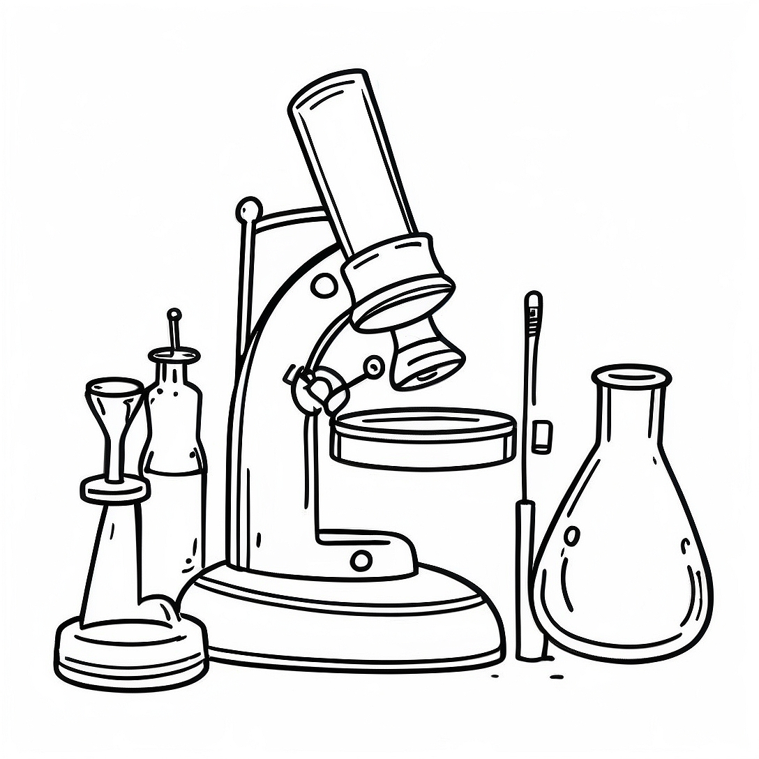 Colorful Lab Equipment Coloring Page | Science Tools coloring page