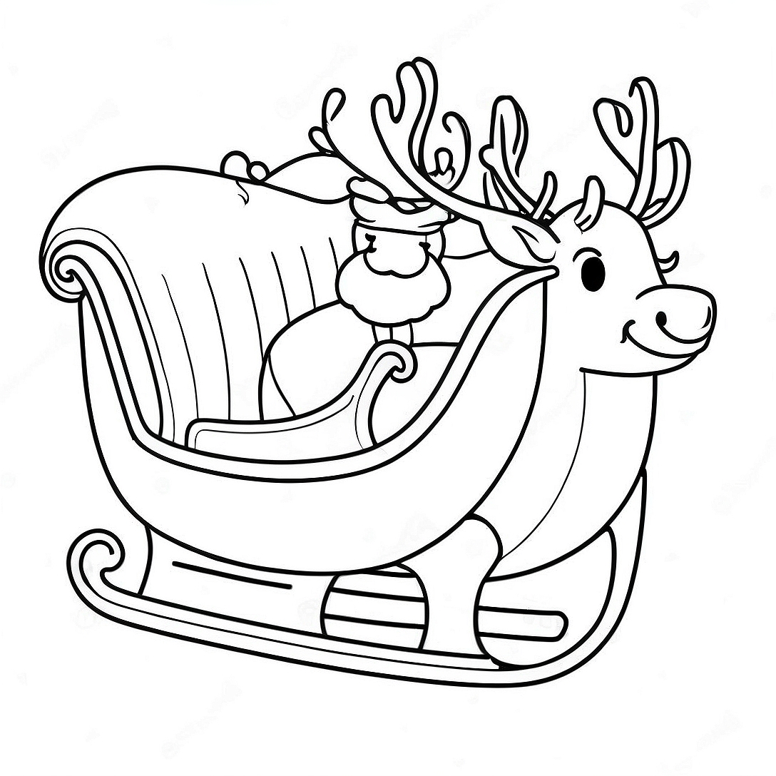 Santa Sleigh Coloring Page | Santa Sleigh and Reindeer coloring page