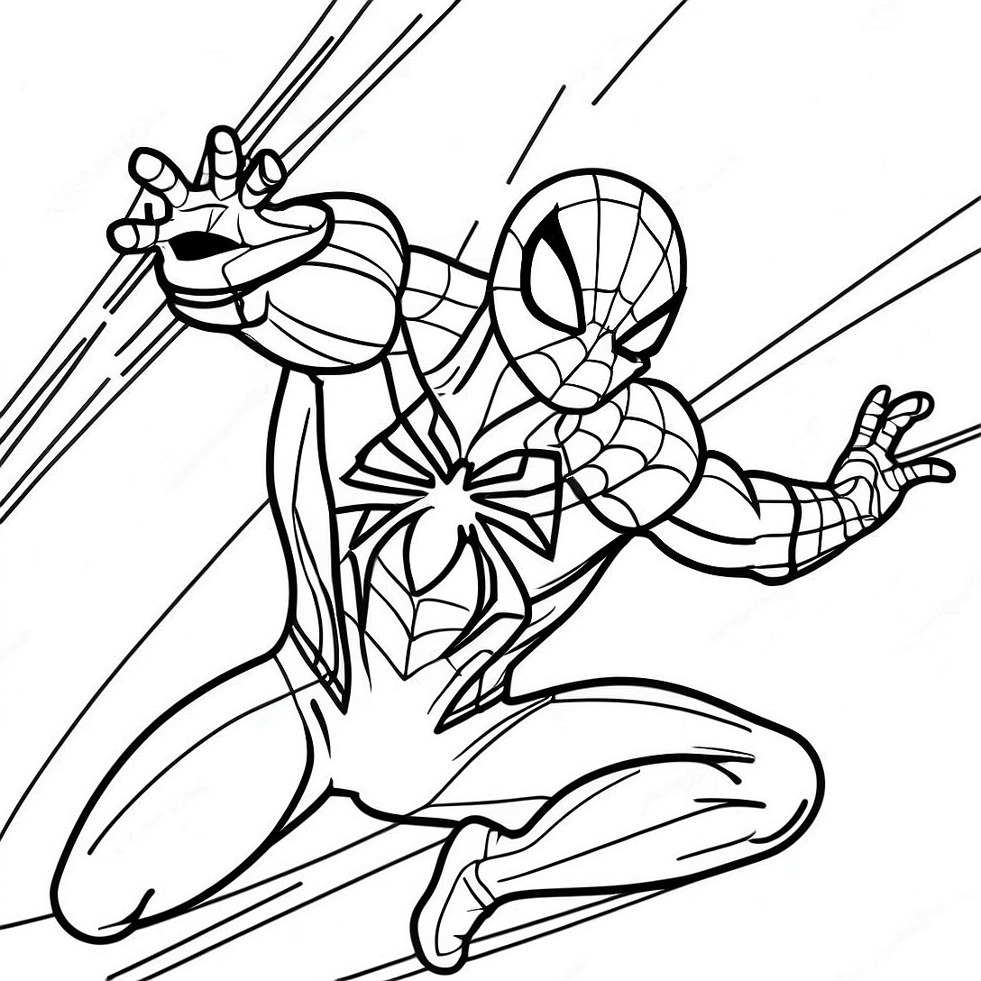Dynamic Iron Spider Pose Coloring Page | Infinity War Iron Spider coloring page