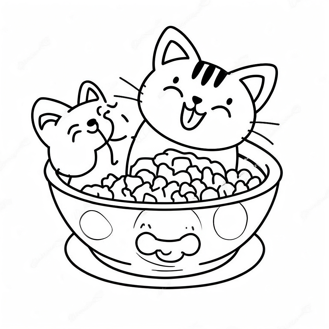 Cat Food Bowl Coloring Page | Cat Food coloring page