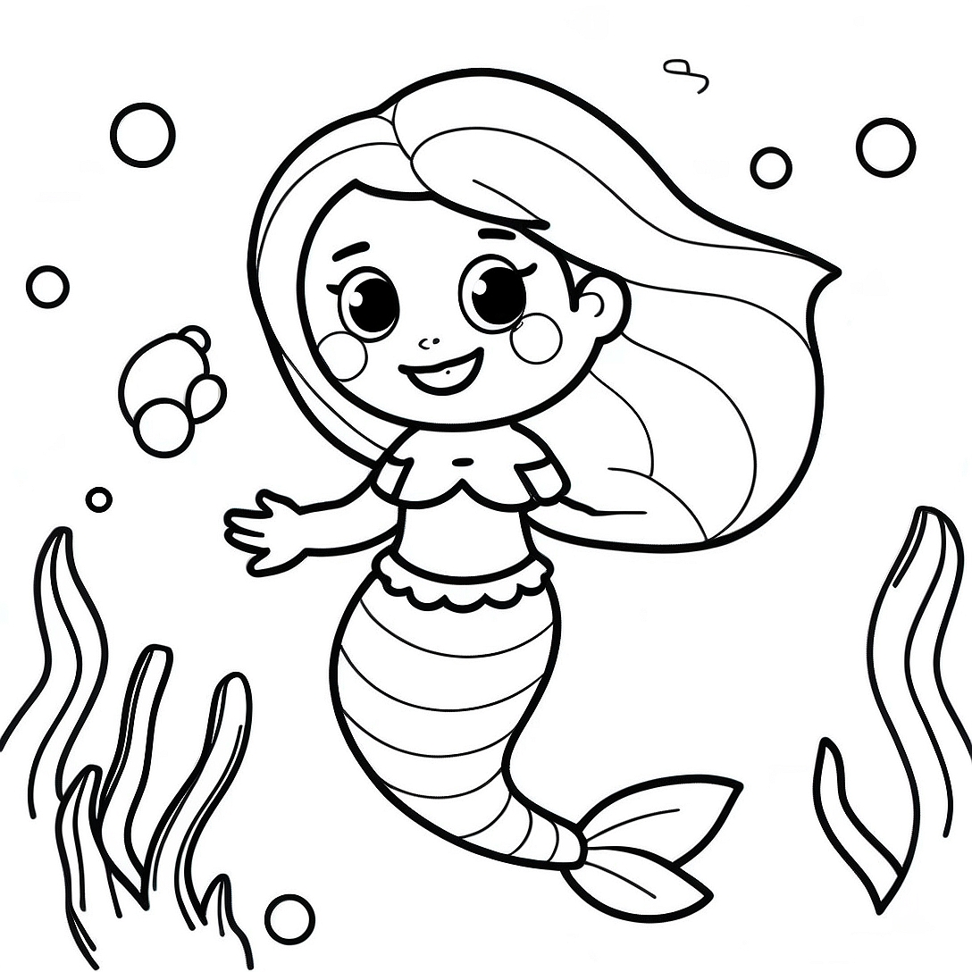 Little Mermaid Underwater Adventure Coloring Page | Little Mermaid coloring page