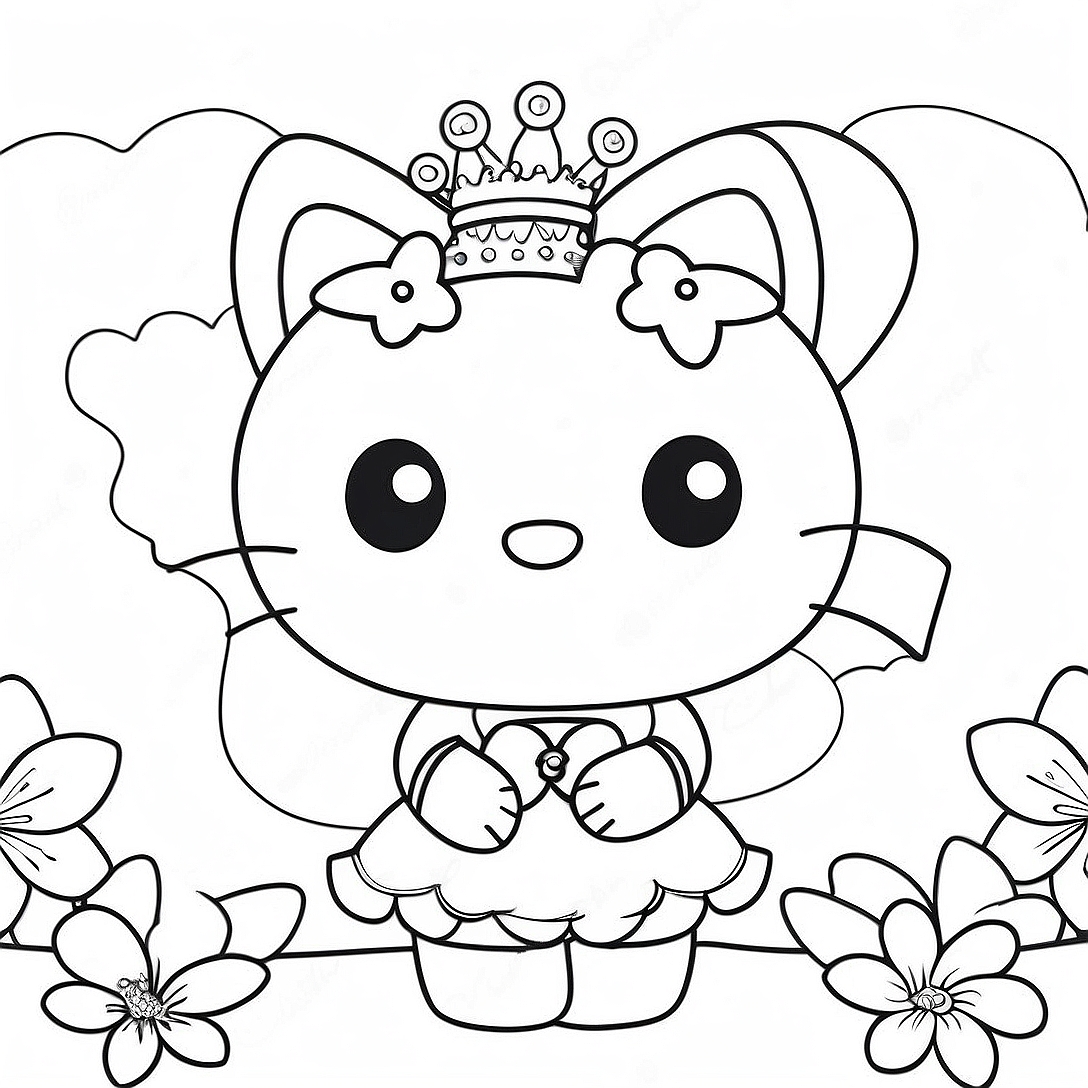Hello Kitty Fairy with Sparkling Wings Coloring Page | Hello Kitty Fairy coloring page