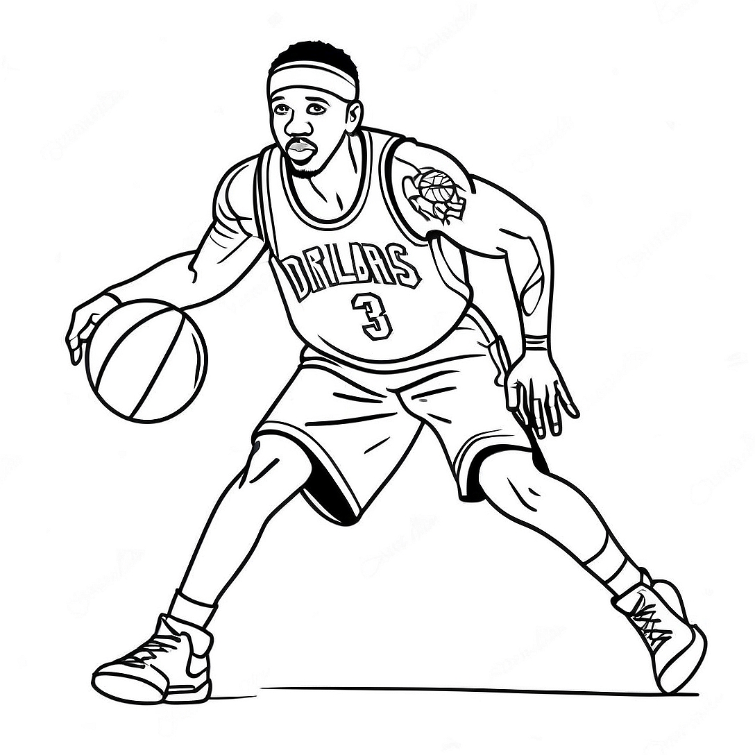 Allen Iverson Dribbling Coloring Page | Allen Iverson coloring page