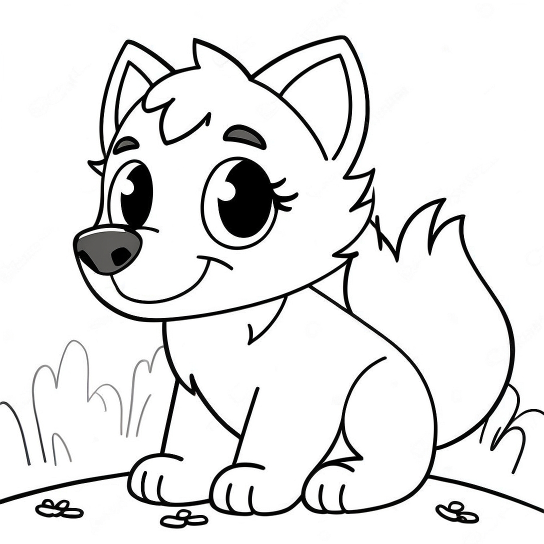 Cute Anime Wolf Pup Coloring Page | Wolfs Anime coloring page