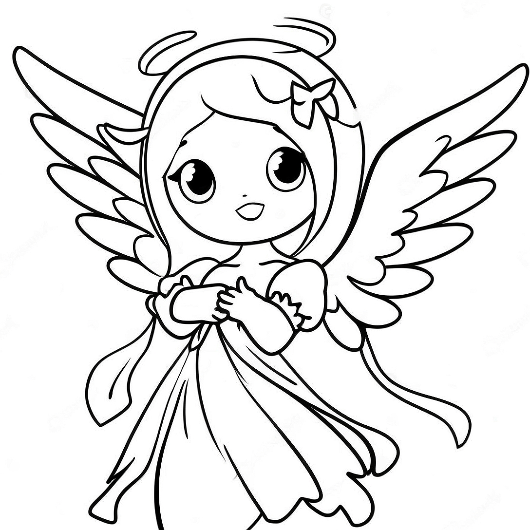 Anime Angel Coloring Page | Anime Angel coloring page