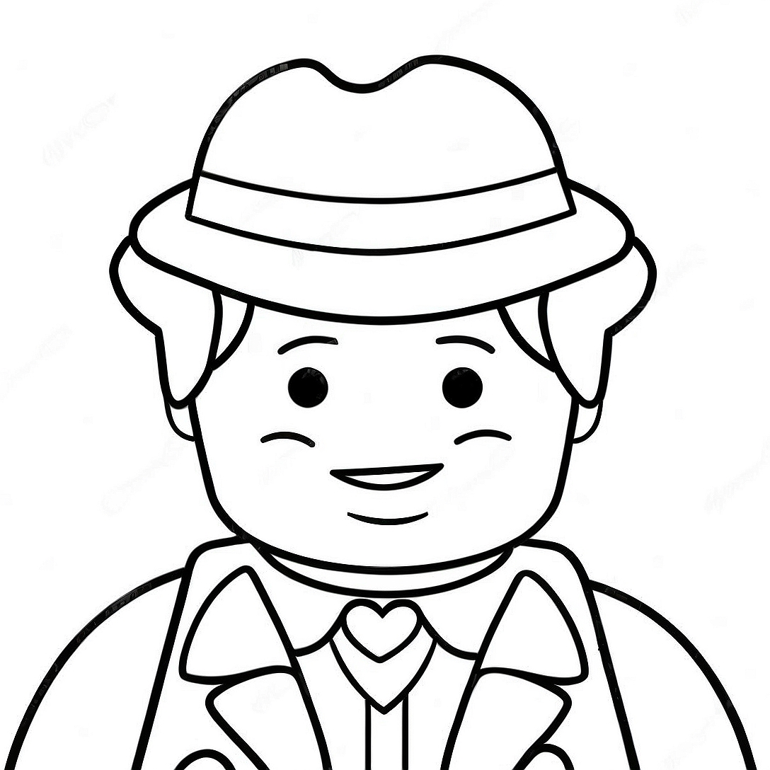 Funny Lego Minifigure with Hat Coloring Page | Lego Minifigure coloring page
