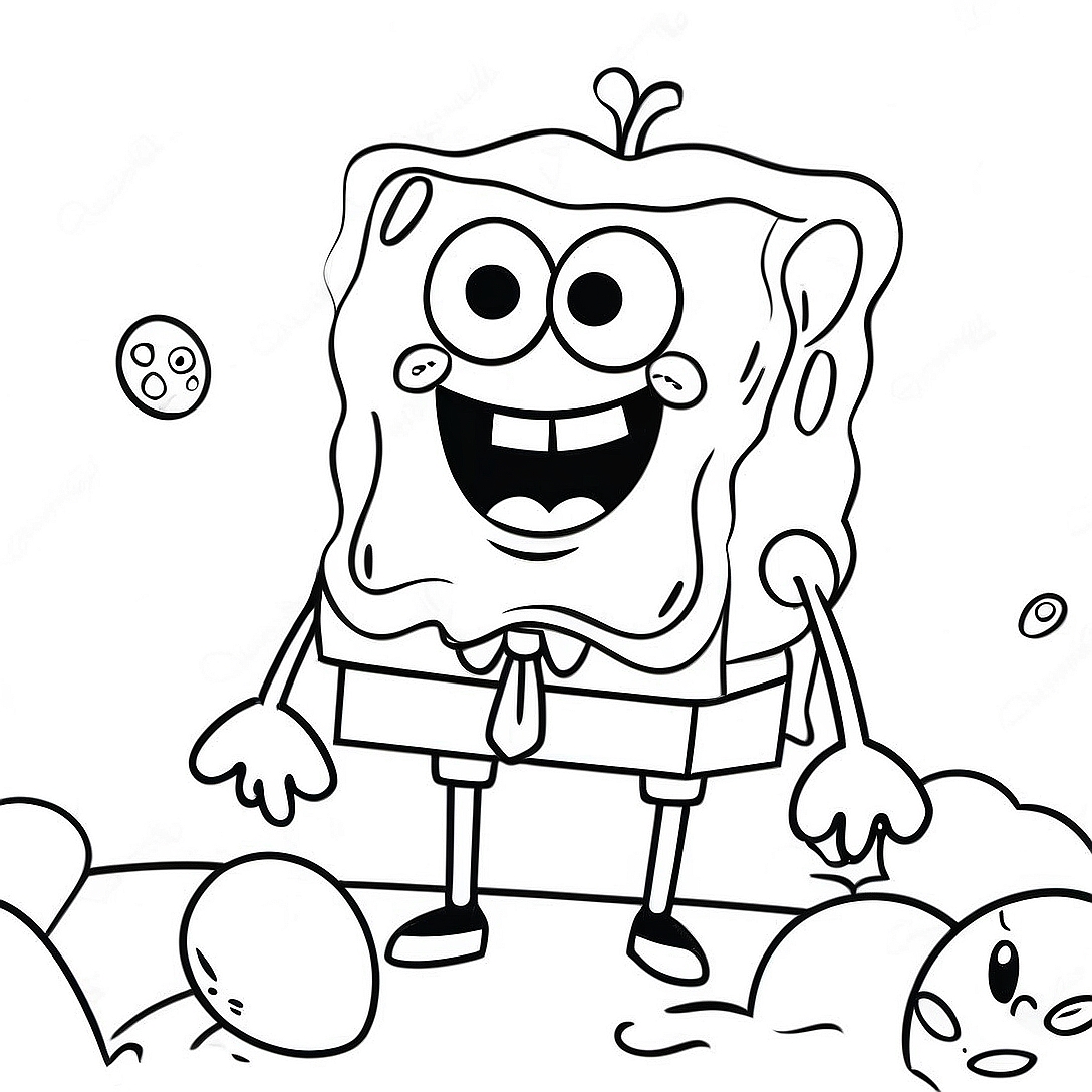 SpongeBob with Colorful Eggs Coloring Page | SpongeBob Easter coloring page