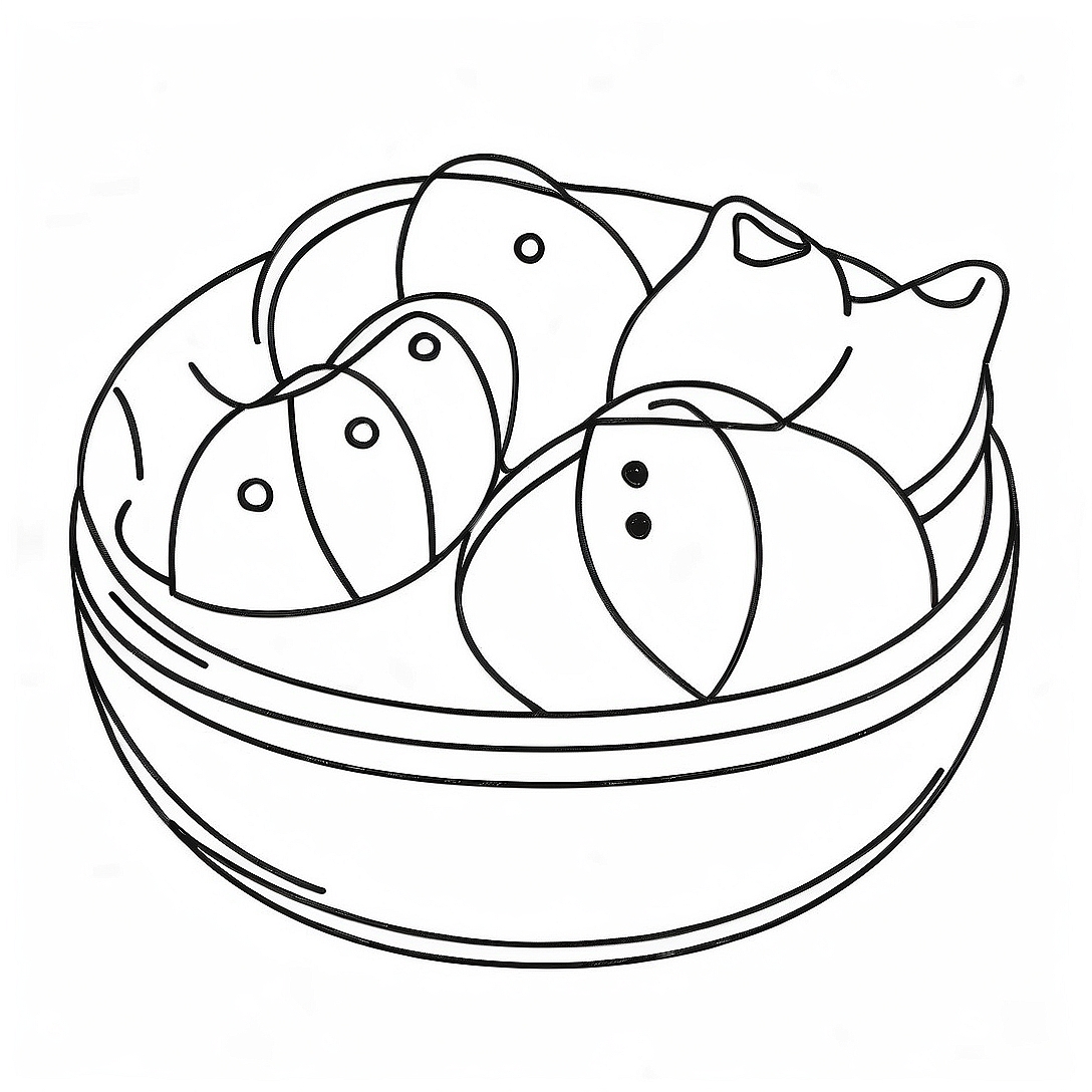 Delicious Dumplings Coloring Page | Chinese Food coloring page