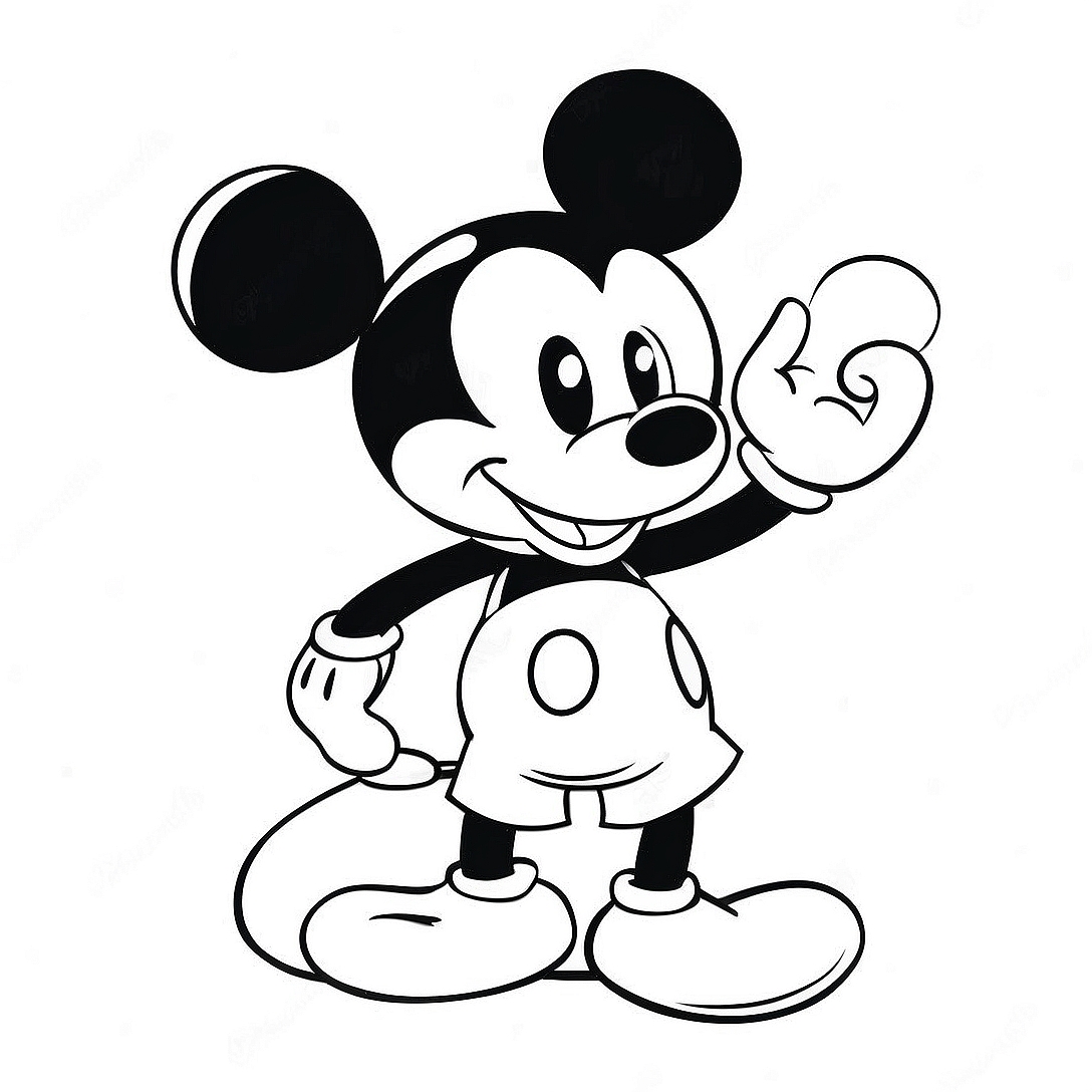 Playful Mickey Mouse in Colorful Shorts Coloring Page | Mickey Mouse Shorts coloring page