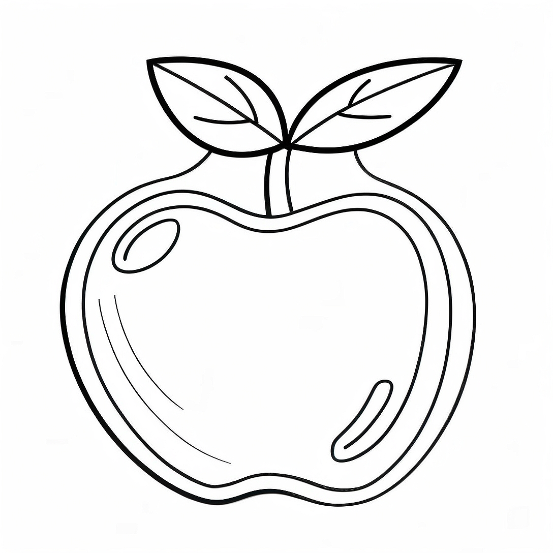 Apple Outline Coloring Page | Apple Template coloring page