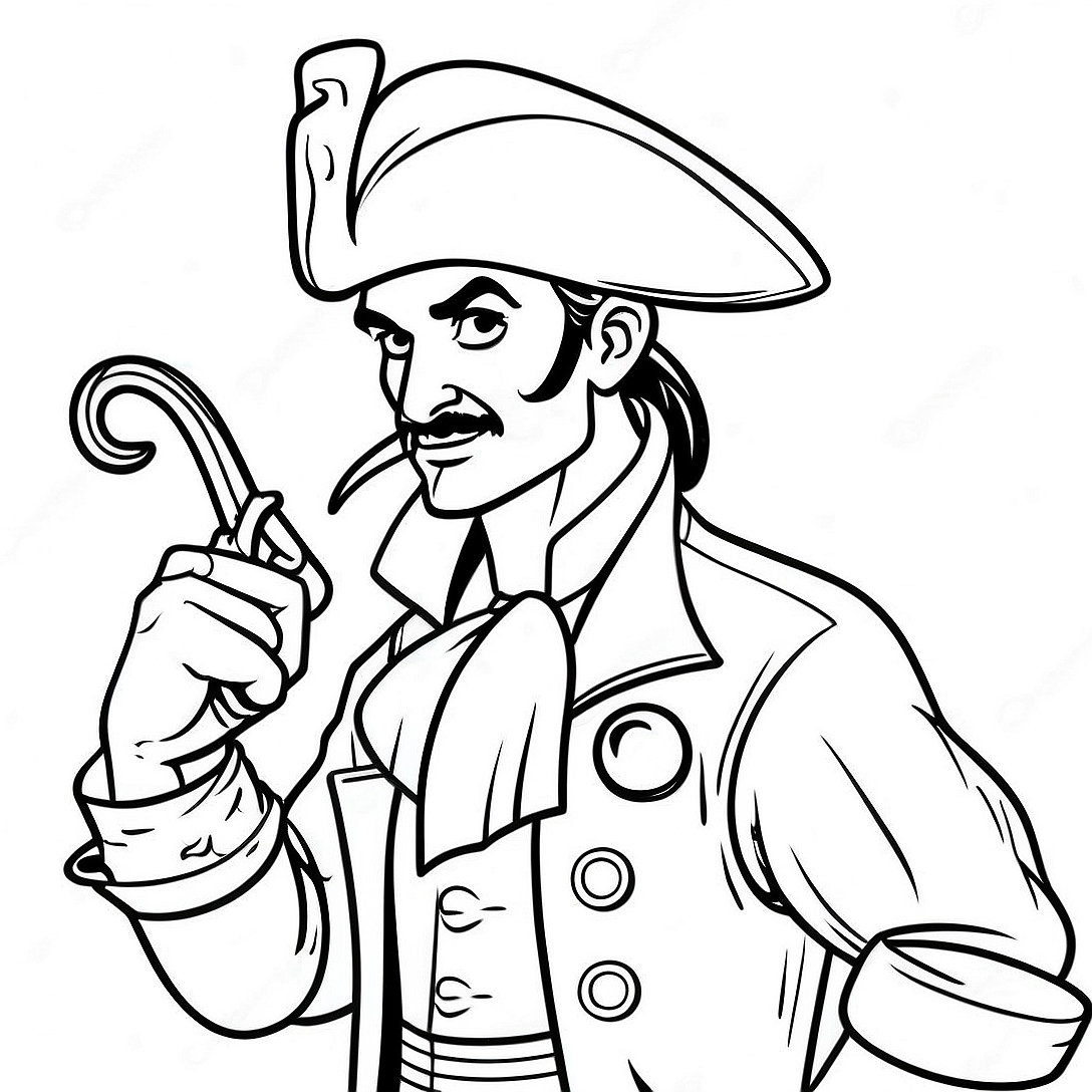 Captain Hook with His Hook Hand Coloring Page | Captain Hook coloring page