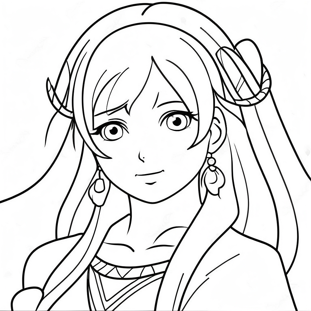 Anime Beauty Character Coloring Page | Anime Beauty coloring page