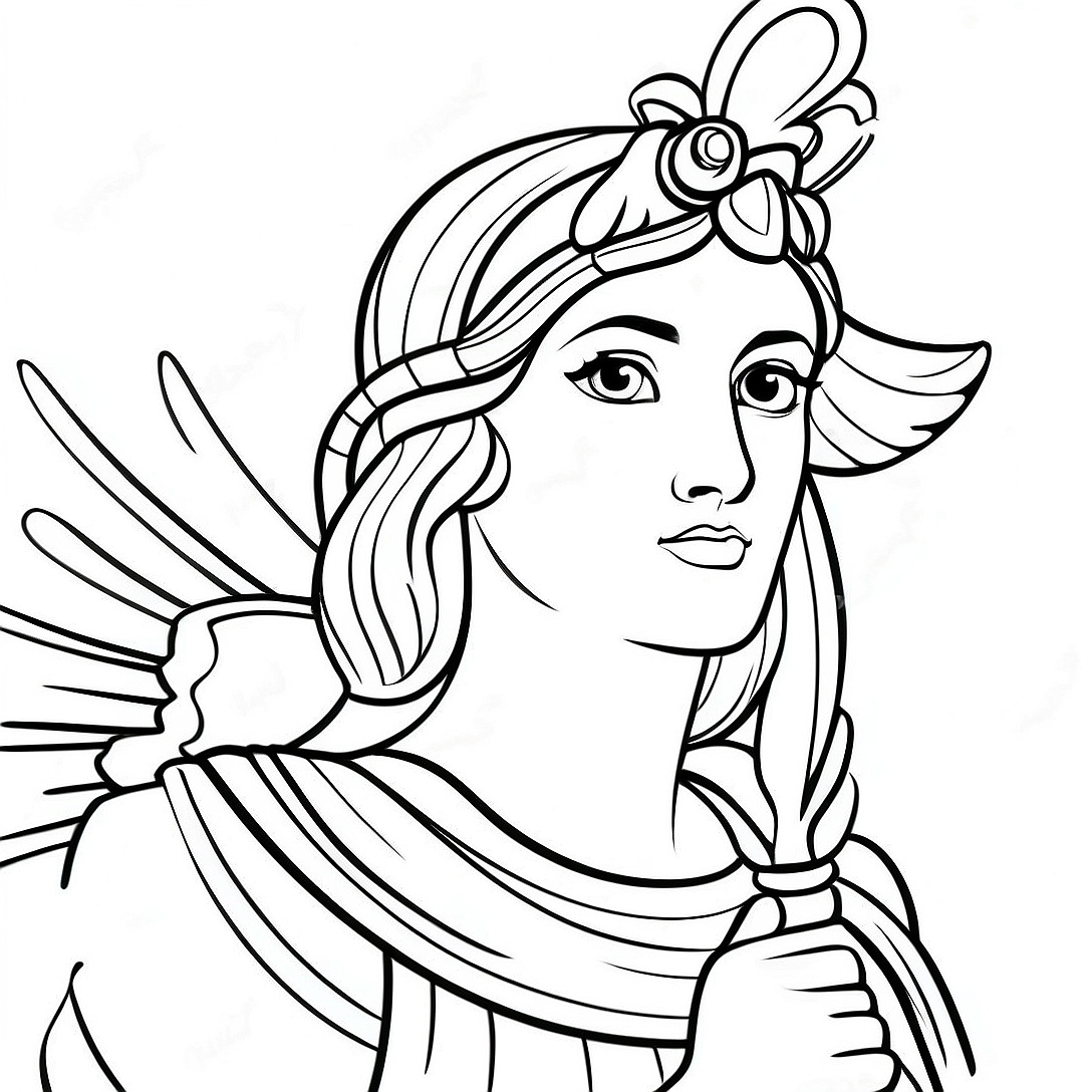 Wise Athena with Owl Coloring Page | Athena coloring page