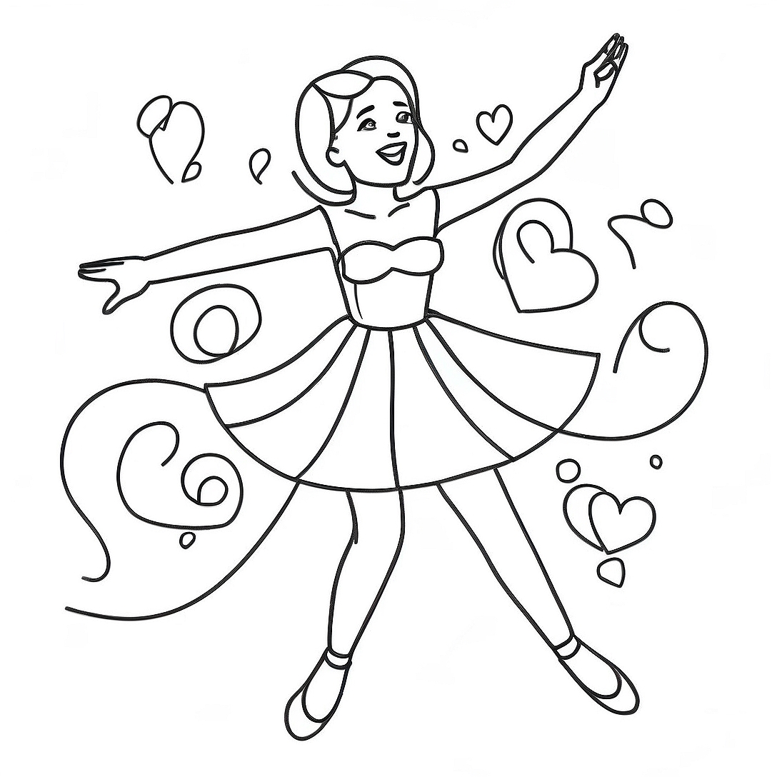 FNF GF Dancing in the Spotlight Coloring Page | FNF GF Base coloring page