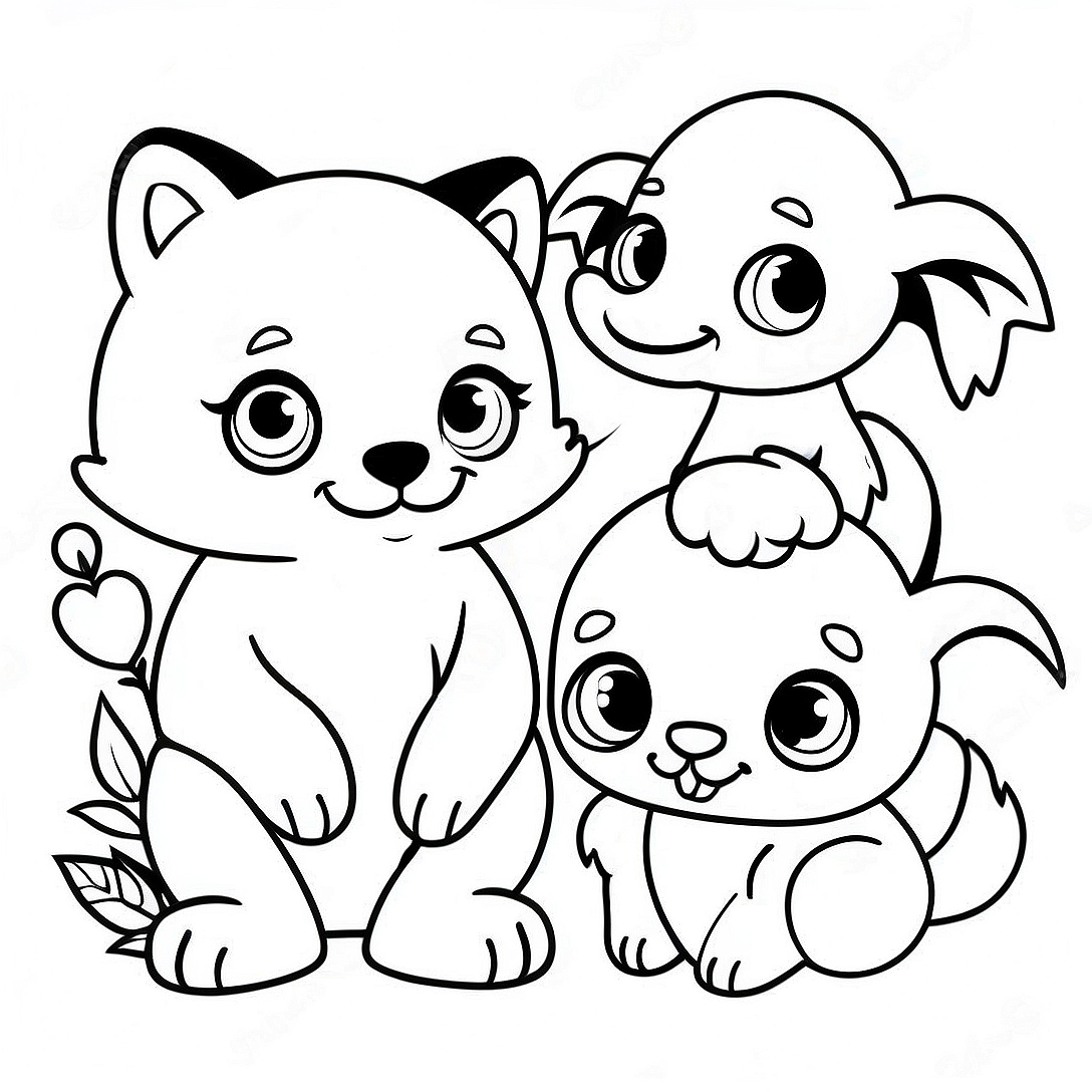 Adorable Baby Animal Friends Coloring Page | Baby Animal Cute Animal coloring page