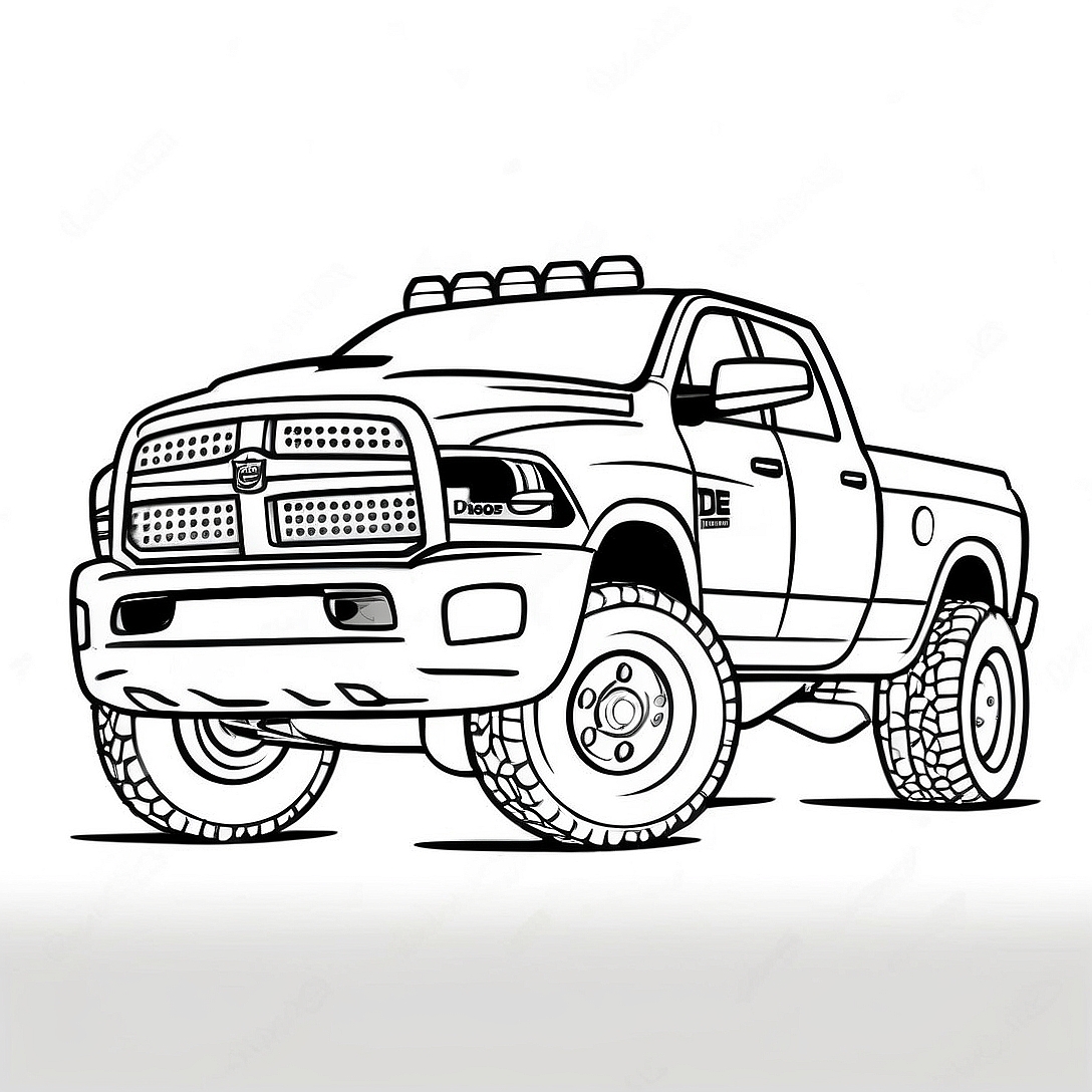 Dodge Ram 1500 Diesel Lifted Truck Coloring Page | Dodge Ram 1500 Diesel Lifted Truck coloring page