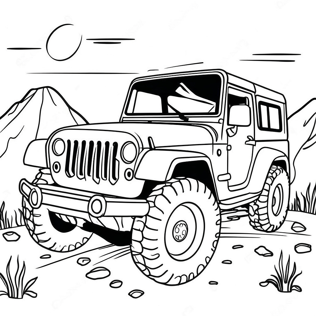 Off-Road Jeep Adventure Coloring Page | Jeep Adventure coloring page