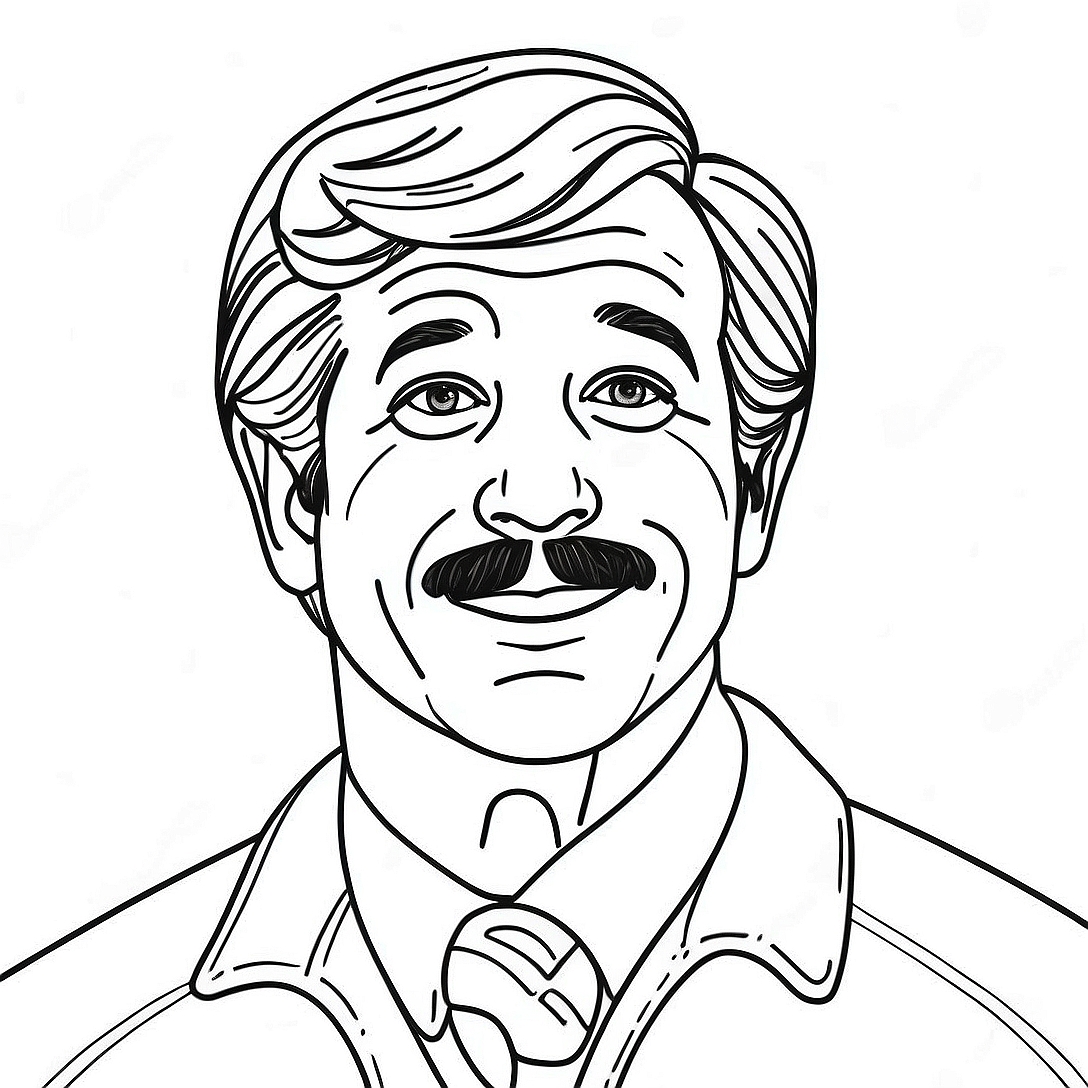 Ted Lasso with a Whimsical Smile Coloring Page | Ted Lasso coloring page