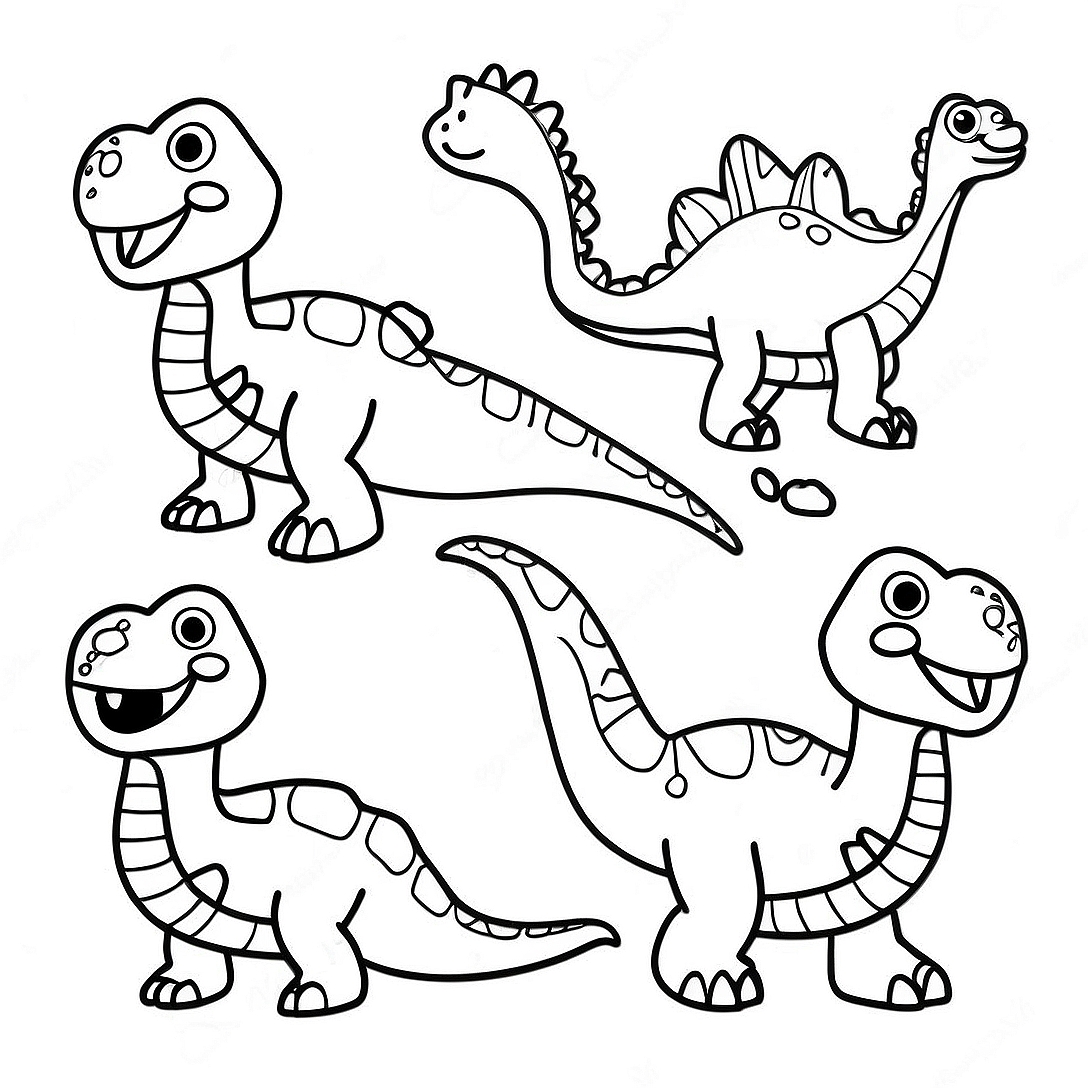 Colorful Dinosaurs Coloring Page | Extinct Animals coloring page