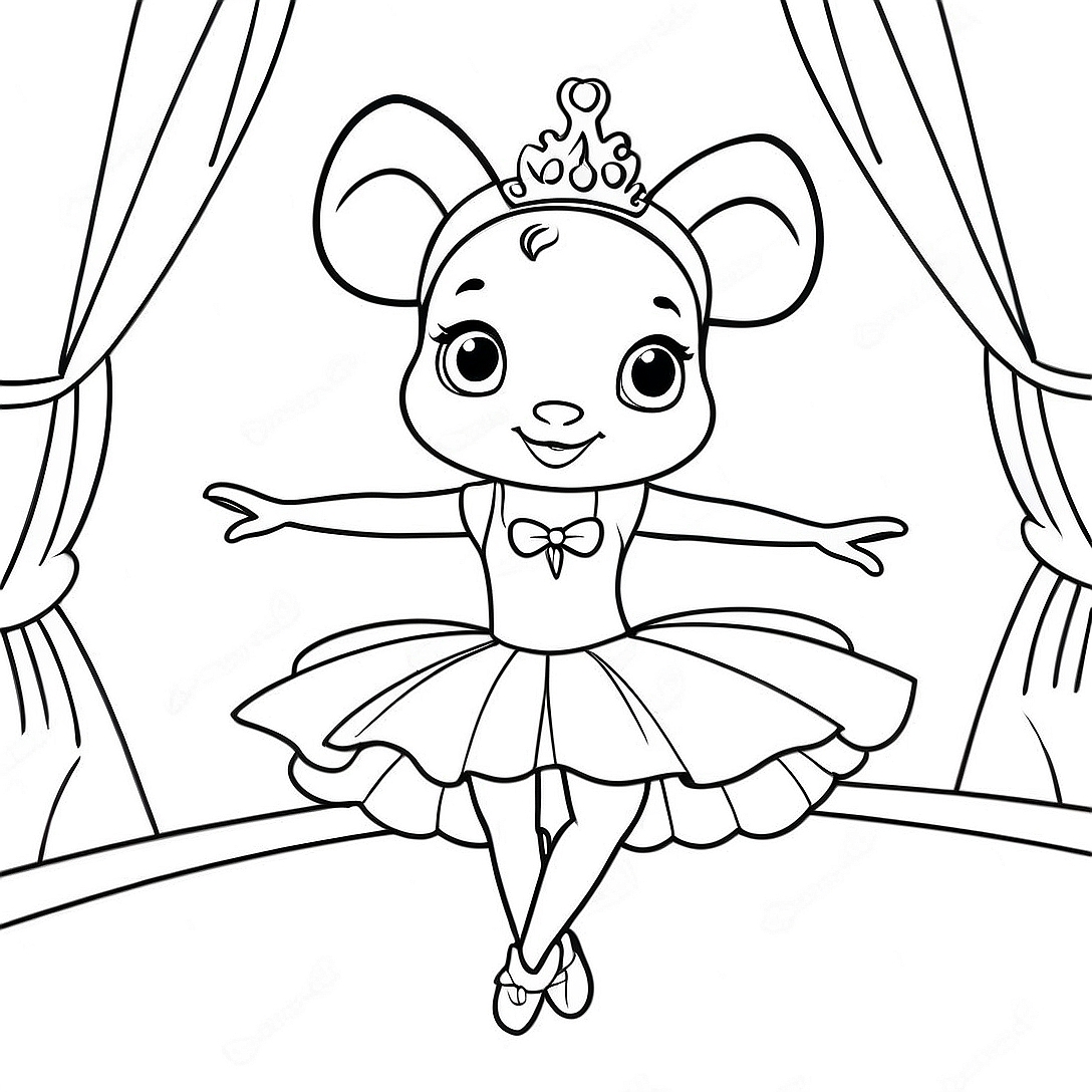 Angelina Ballerina in a Beautiful Tutu Coloring Page | Angelina Ballerina coloring page