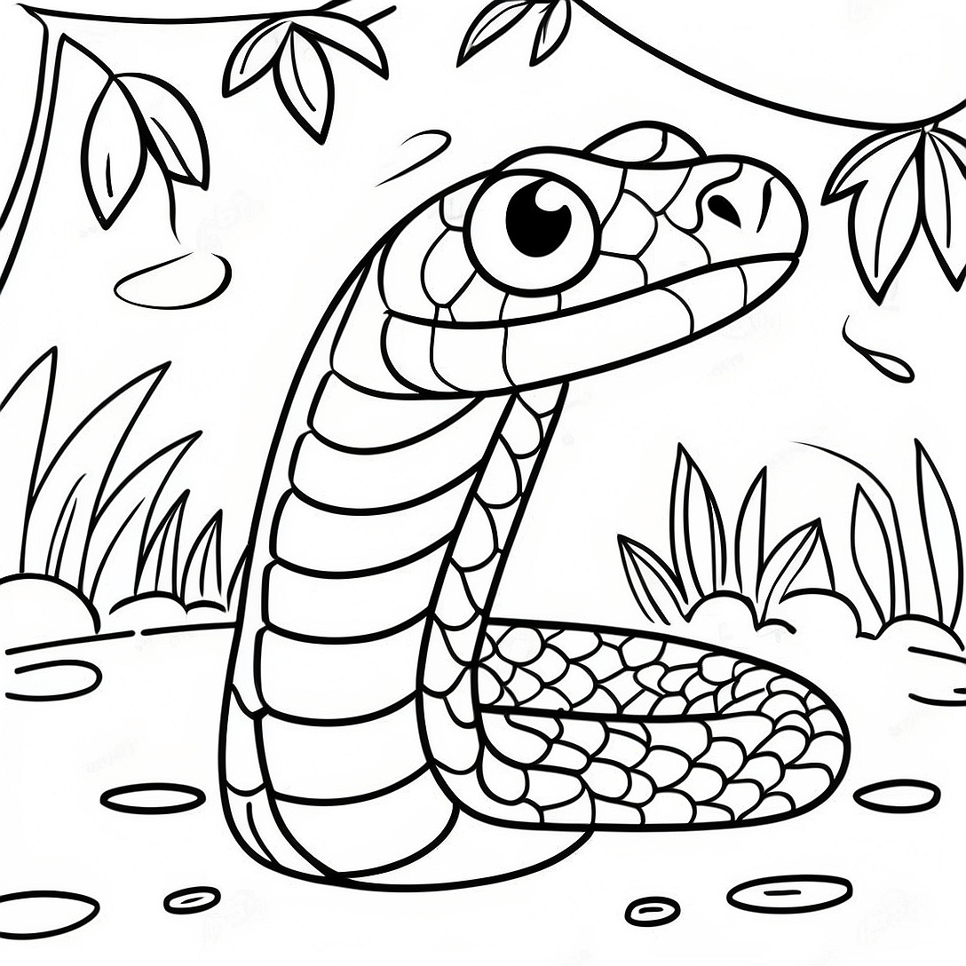Colorful Jungle Snake Coloring Page | Realistic Snake coloring page