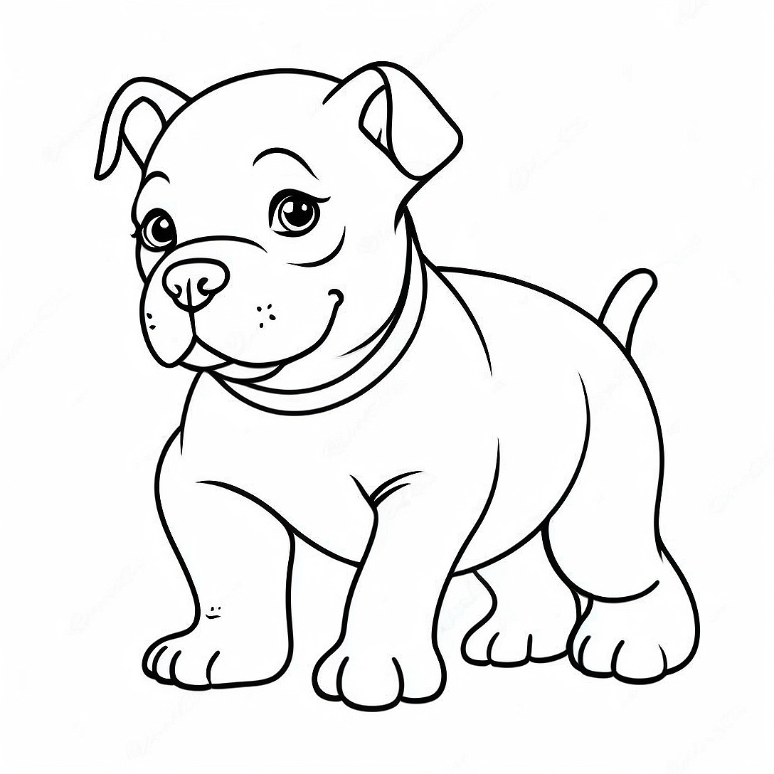 Playful American Bully Puppy Coloring Page | American Bully coloring page