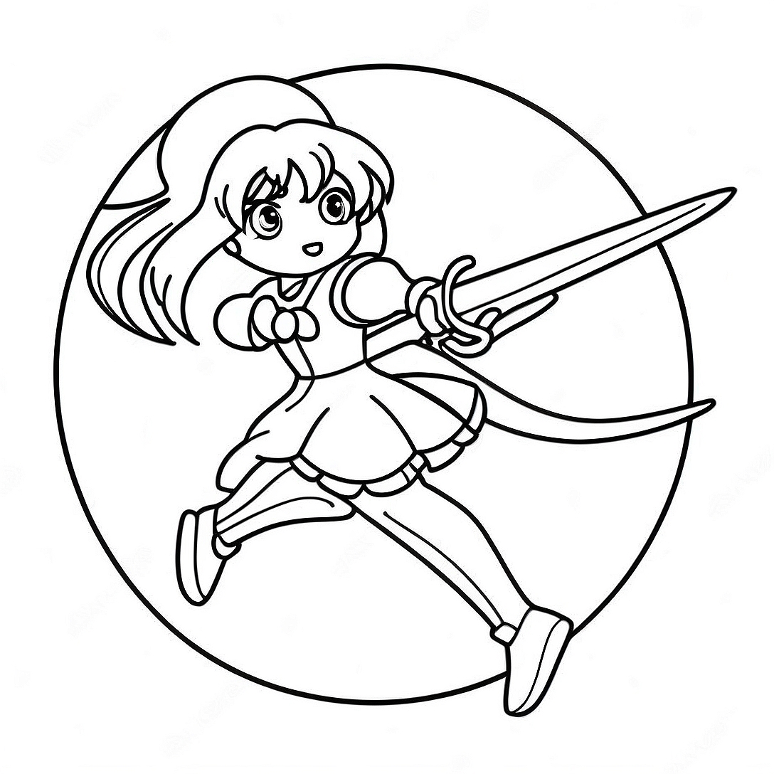 Sailor Saturn in Action Coloring Page | Sailor Saturn coloring page