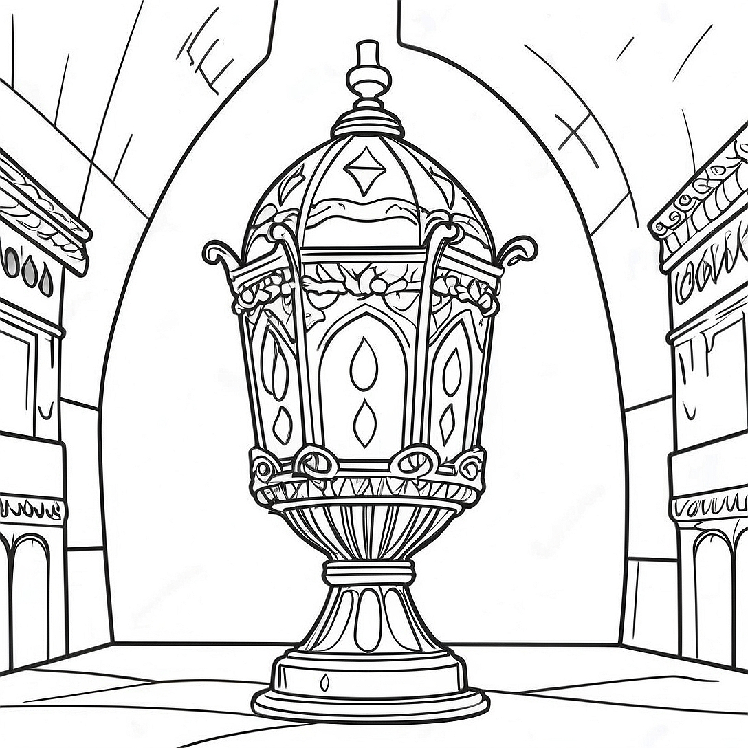 Golden Lampstand of Solomon's Temple Coloring Page | Solomon's Temple Furniture coloring page