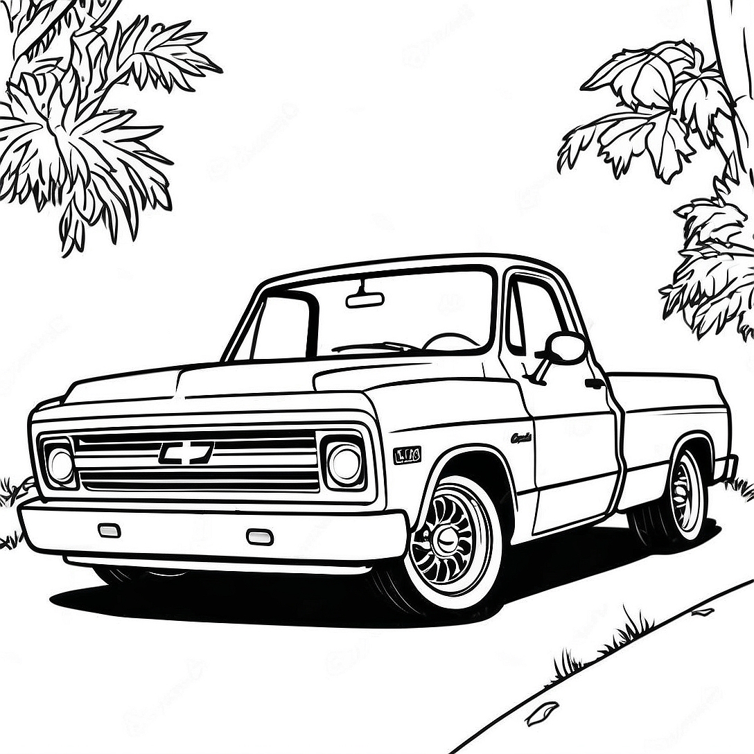 Chevy C10 Vintage Style Coloring Page | Chevy C10 coloring page