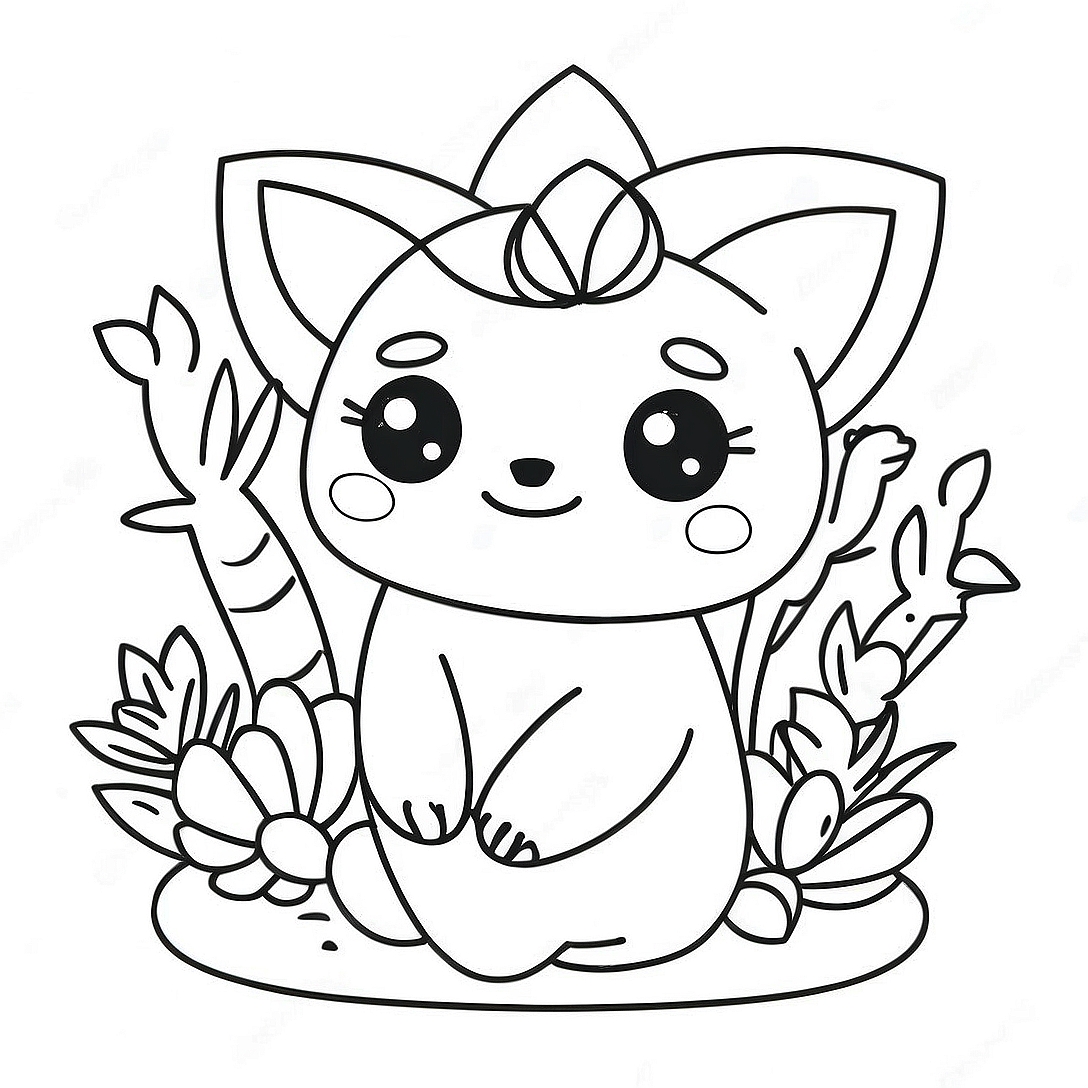 Cute Succulent Kawaii Coloring Page | Kawaii Plant coloring page