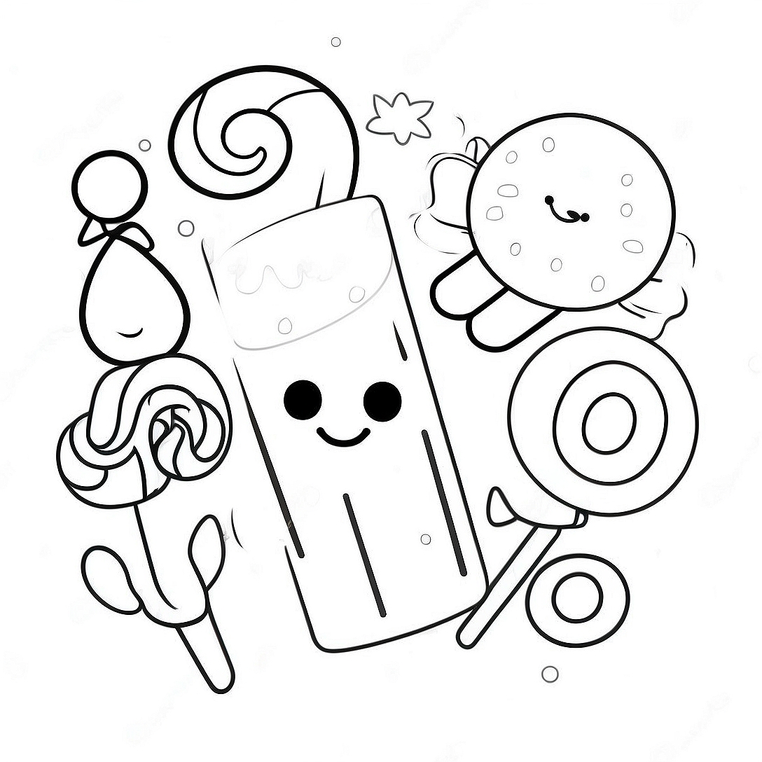 Kawaii Cute Candy Coloring Page | Kawaii Cute Candy coloring page