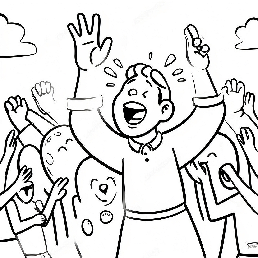 Joyful Worship Scene Coloring Page | Worship coloring page