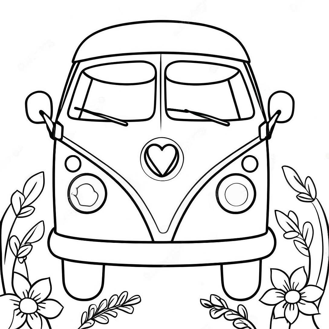 Hippie Van Coloring Page | Hippie Van coloring page