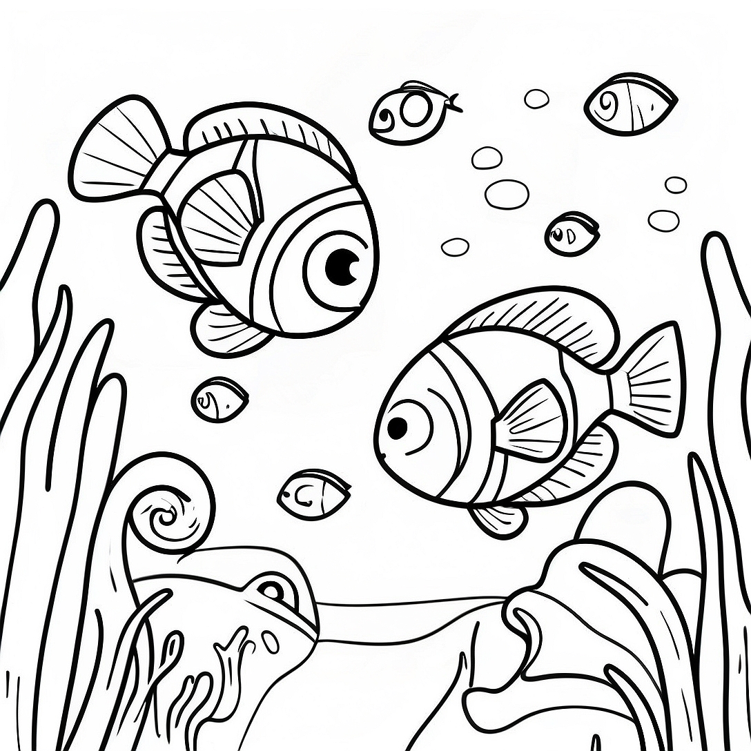 Nemo and Dory Underwater Adventure Coloring Page | Finding Dory coloring page