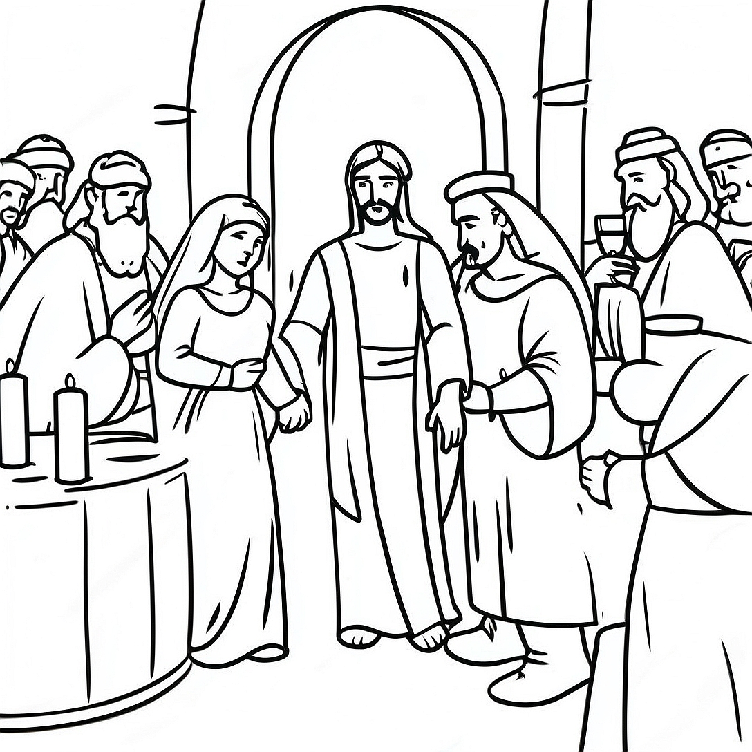 Wedding at Cana Celebration Coloring Page | Wedding at Cana coloring page